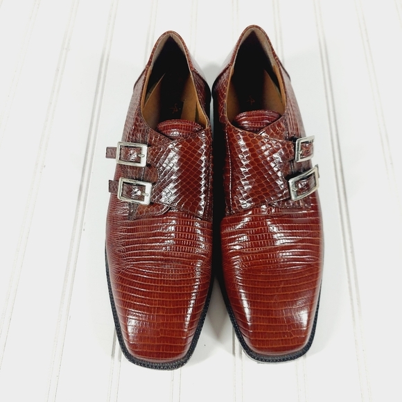 Stacy Adams Oxfords Snakeskin Leather Monk Strap Brown F806 main image 6